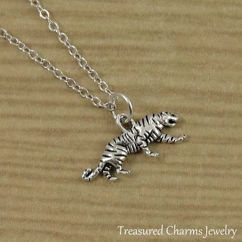 Silver Tiger Charm Necklace Wild Zoo Animal Panther Pendant