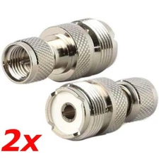 2 Pack - Mini-UHF Male to UHF SO-239 Female RF Ham Radio Coax Adapter Connector