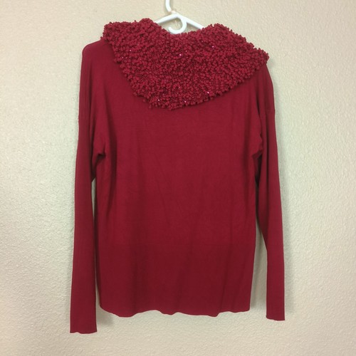 Gaby & Eden Red blouse-style sweater with fallen turtleneck with sequins size L - Picture 3 of 10