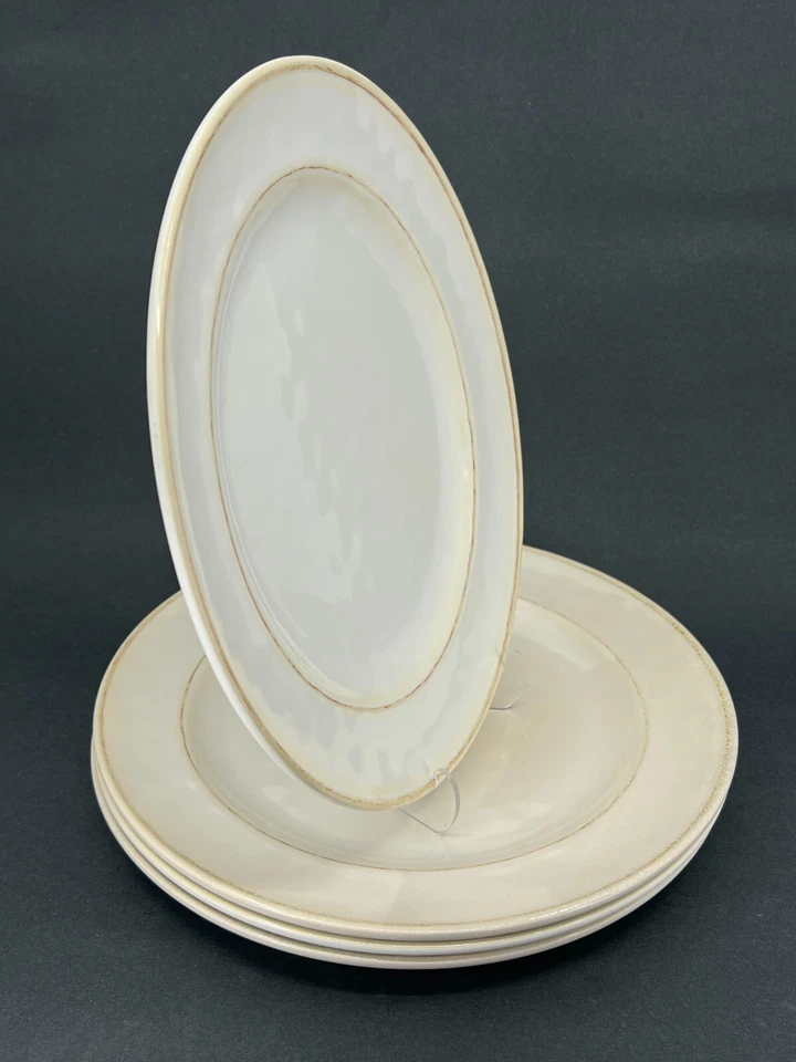 4 pratos de jantar de melamina aparados dourados esbranquiçados 11 pol. prato DURÁVEL interno externo - Imagem 4 de 4