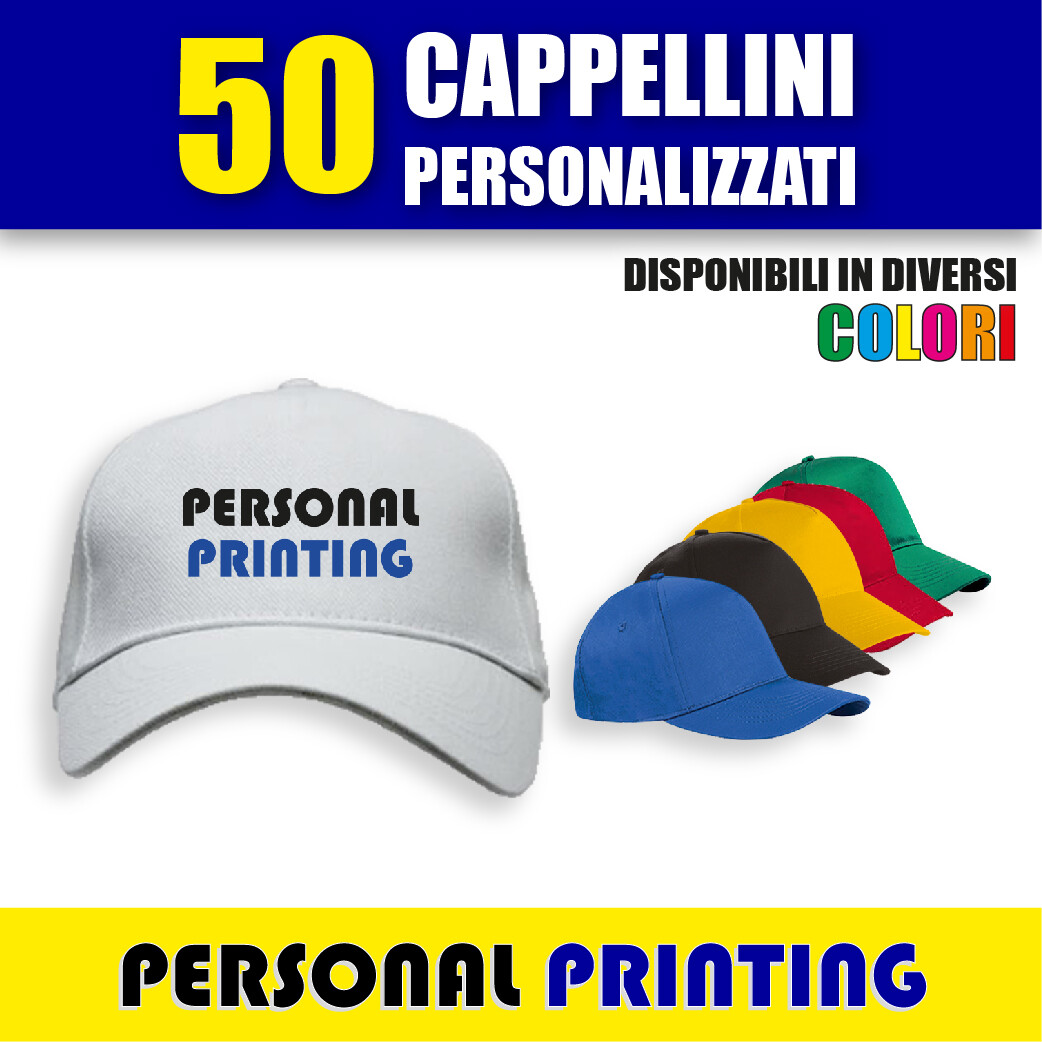 Cappelli Personalizzati Cappellino Con Stampa 50 CAPPELLINI