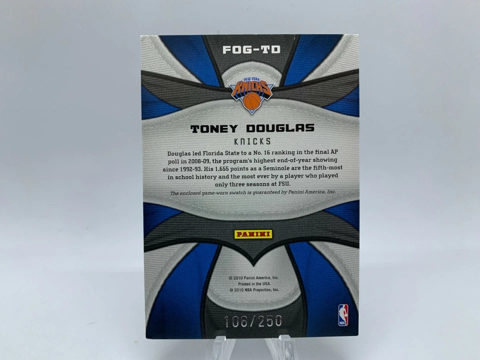 /250 2009-10 Certified Toney Douglas Fabric of the Game Jersey Patch #FOG-TD - Image 2 of 2