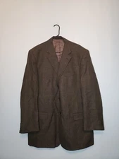 Tallia Uomo Sabbia Men 48 Long Sports Coat Suit Jacket Worsted Wool Brown Tweed