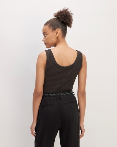 Everlane NWT Sz L Dark Gray Cozy Ribbed Knit Tank Top Minimalist Capsule Classic - Picture 11 of 13