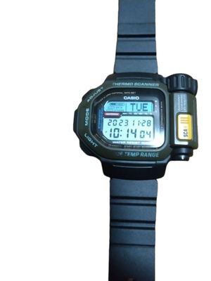 Casio TSR-100 Thermo Scanner Color Black Digital Men's Watch Very
