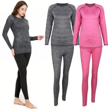 Women Winter Warm Windproof Ultra-Soft Base Layer Long Top Bottom Underwear Set