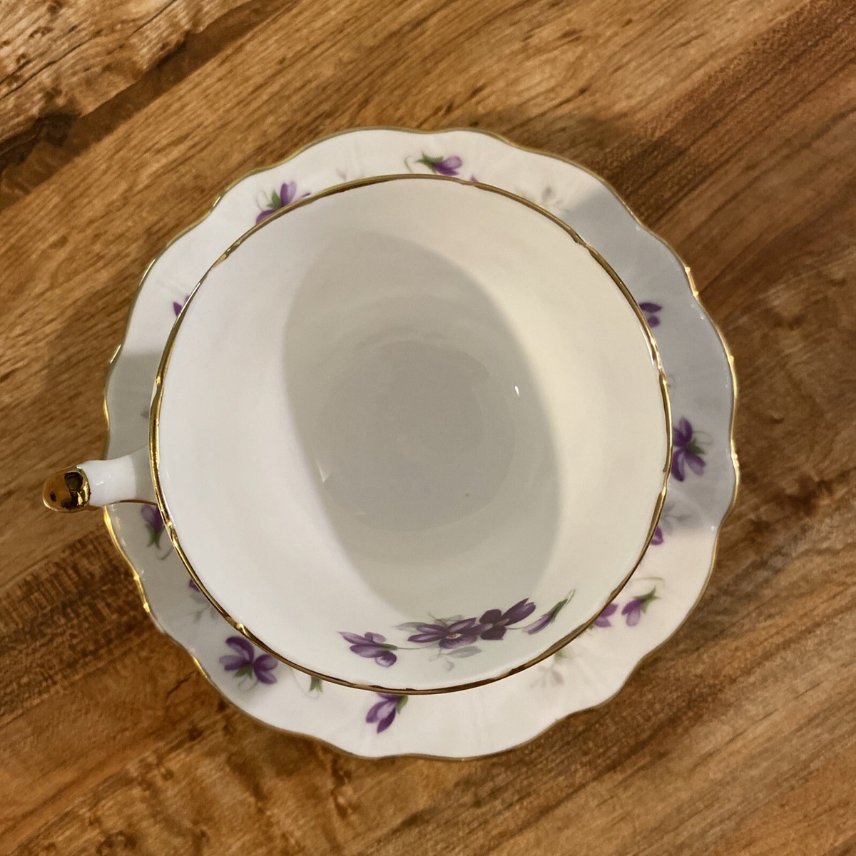 Vintage Aynsley Footed English Bone China Violette Cup & Saucer | eBay