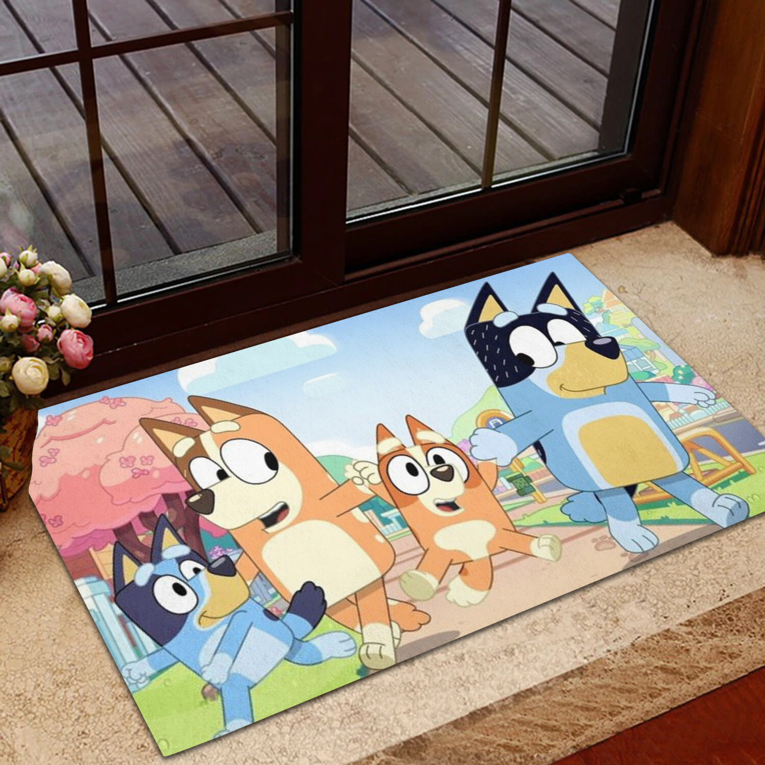 Bluey I Love My Family Cartoon Gift Doormat for Kids Fans