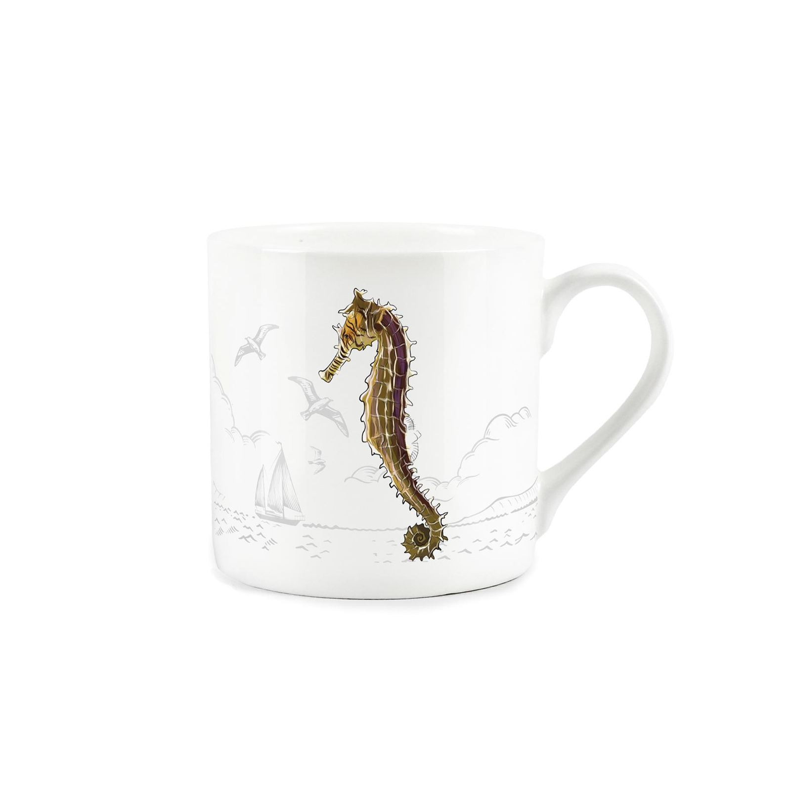 Bone China Coastal Sealife Seahorse Mug - Tea/Coffee Present Gift