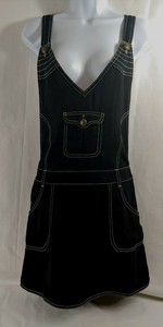 black bib overall dress