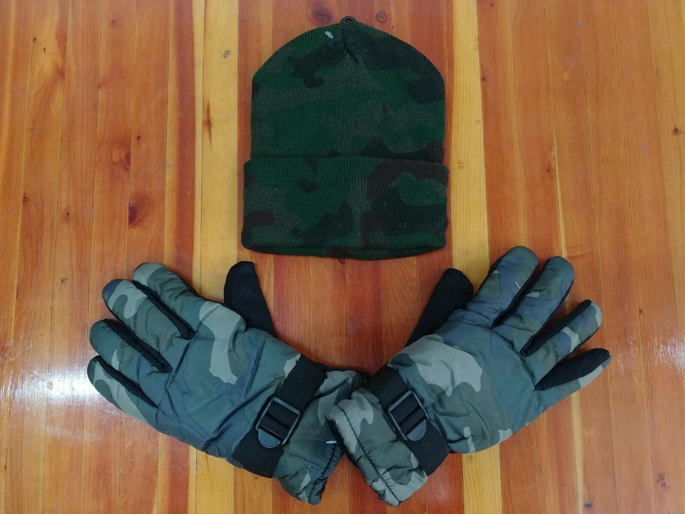  Anti-Skid Winter Gloves Camo Hunting Gloves / Beanie Hat / Cap Combo M L XL - Image 2 of 4