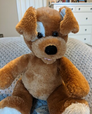 Build A Bear Workshop BABW Brown Dog With White Eye Patch Stuffed Animal Plush 