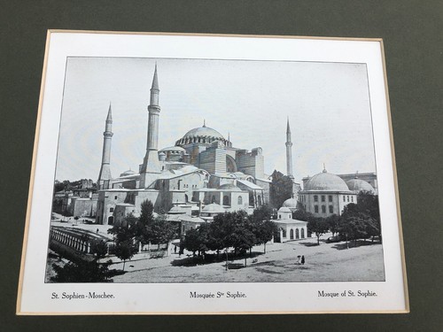 1910 mounted print constantinople  (  mosque of st sophie )