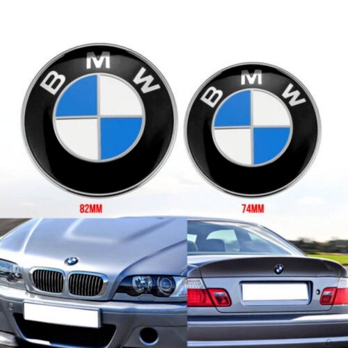 2pcs 82mm 74mm SET Emblem Badge Hood Front Rear Trunk E46 E39 E38 - Foto 10