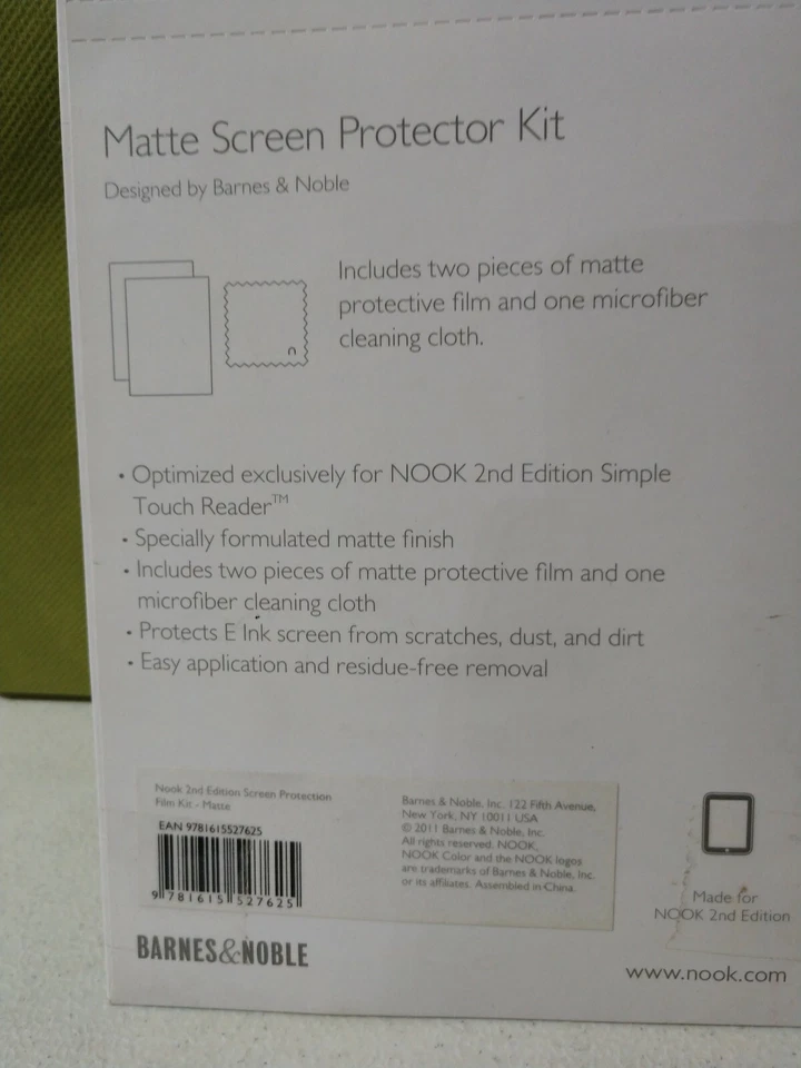 Комплект матовых протекторов экрана Nook для NOOK второе издание - Изображение 2 из 2