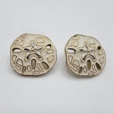 Vintage Textured Sand Dollar Sea Life Pierced Earrings