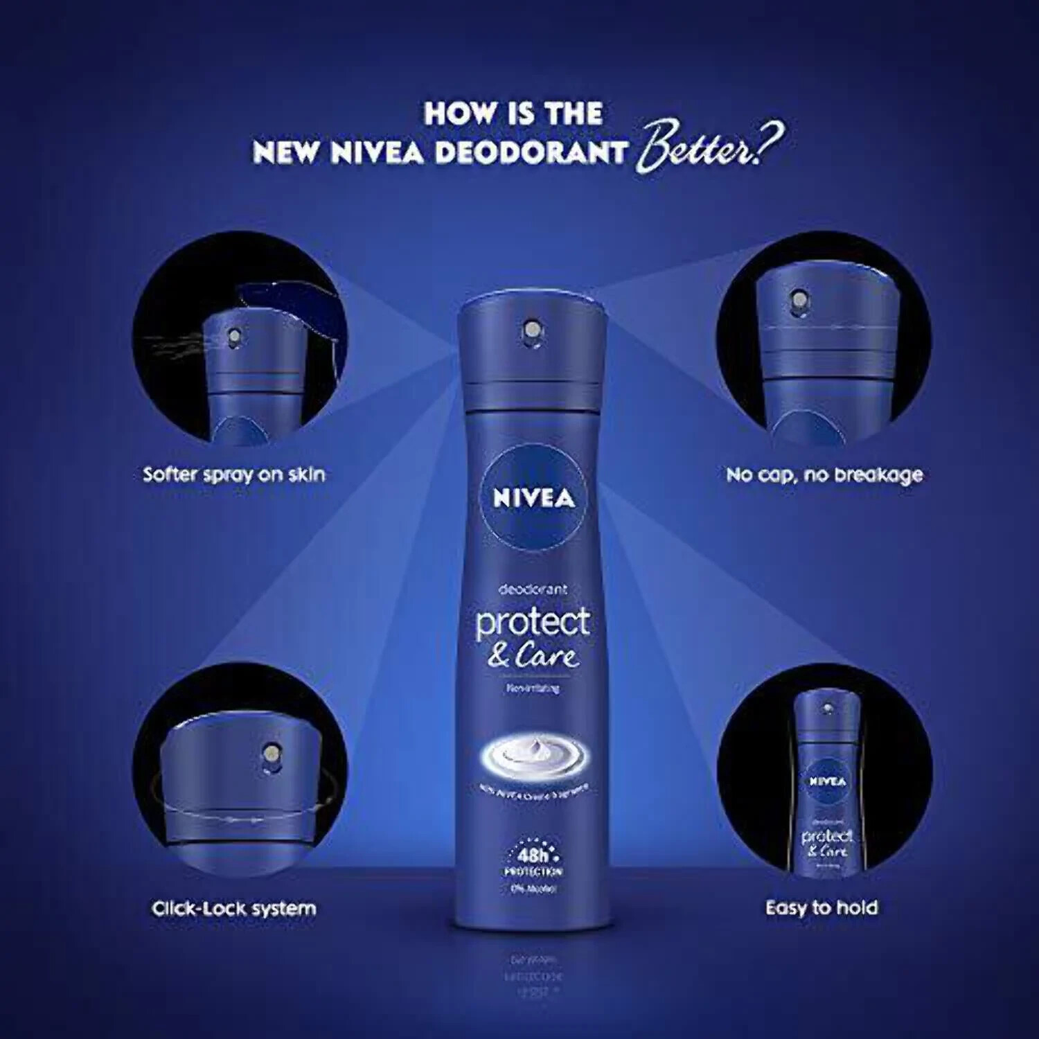 Nivea Protect & Care Alcohol Free Antiperspirant Spray  5oz (Pack of 3)