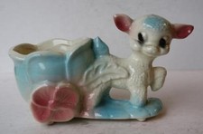 Lamb Sheep Figurine Nursery Planter Flower Vase Ceramic Porcelain Hand Painted +