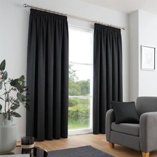 Pencil Pleat Curtains 100% Polyester Galaxy by Fusion in Black