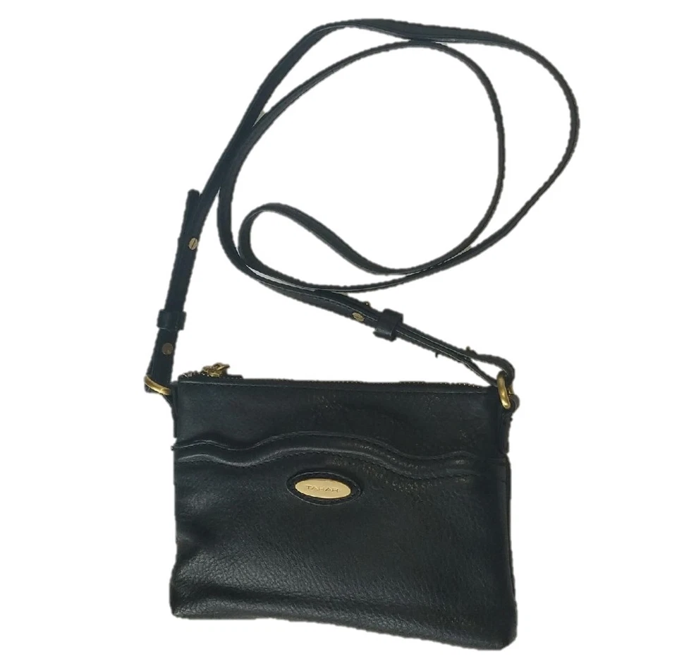 TAHARI BOLSO BANDOLERA MUJER CUERO NEGRO MONEDERO 7.5" X 5.5" X 1.5" NUEVO Foto 3 de 4