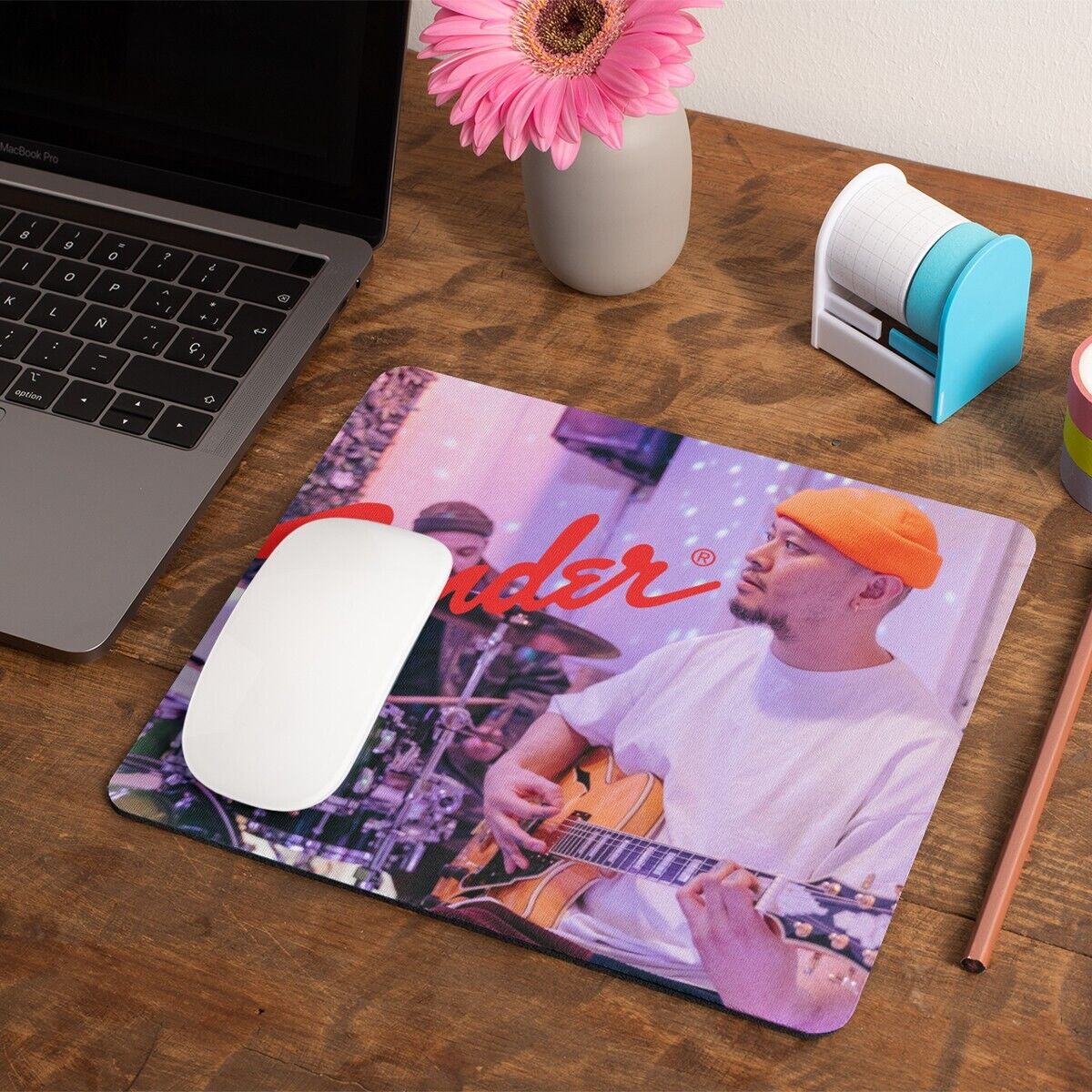 Personalized Fender Stratocaster telecaster Guitar Owner Mouse Pad Gift