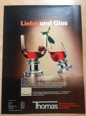 ORIGINAL ADVERTISING ADVERTISING 1978 THOMAS Glass Collection ''Coppa'' The Glass With The Ring 