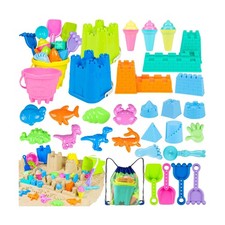 REZUCREY Beach Toys for Kids Toddlers, Sand Castle Toys with 4 Sand Bucket an...
