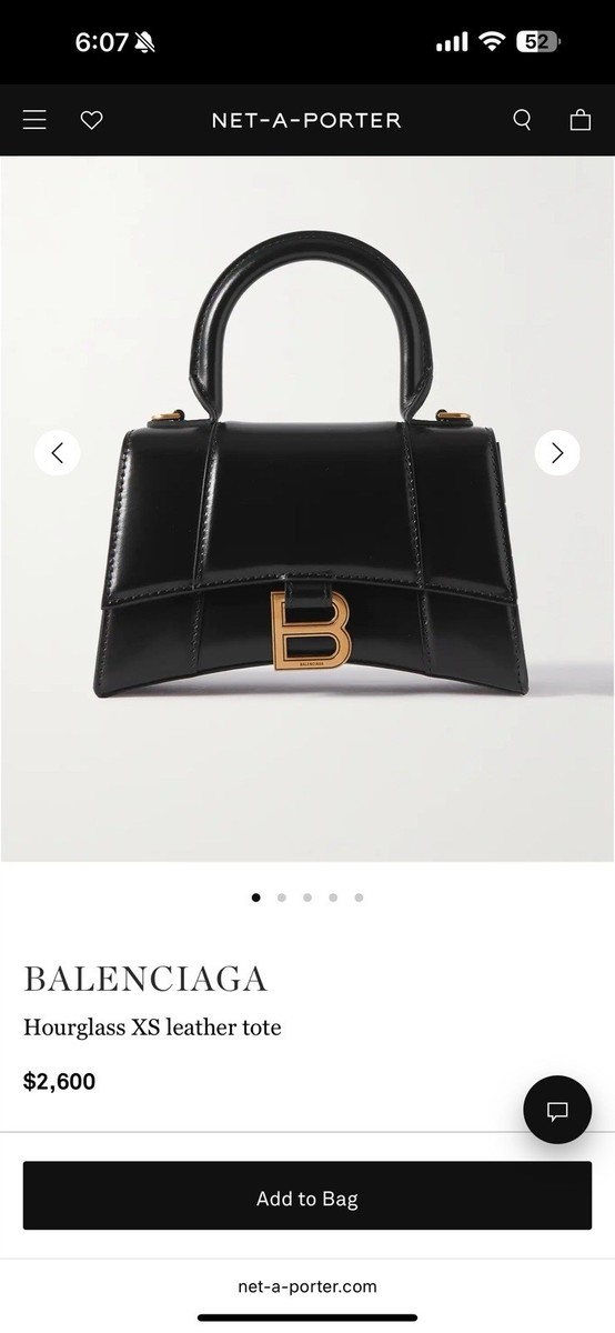 Authentic Balenciaga Hourglass XS Black Top Handle Bag with