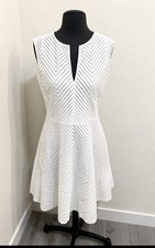 Tory Burch   A-Line Sleeveless Mini Dress Size L Eye Let  White  Sleeve Less