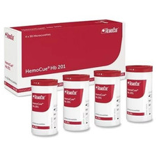 4x HemoCue Hb 201 Microcuvettes 200 Count 4 Bottles of 50 Hemoglobin Test NEW