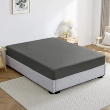 Queen Cotton Fitted Sheet 16" Deep Pocket 100% Washed Cotton Grey Soft