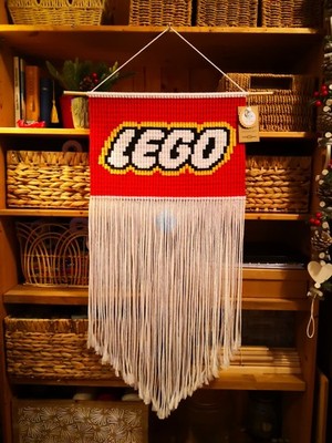 Großer Lego Makramee Wandbehang Wandteppich | Pixel Spielzimmer Kunst | Geek Dekor