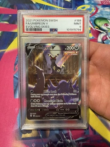 2021 POKEMON EVOLVING SKIES UMBREON V #189 FULL ALTERNATE ALT ART PSA 9