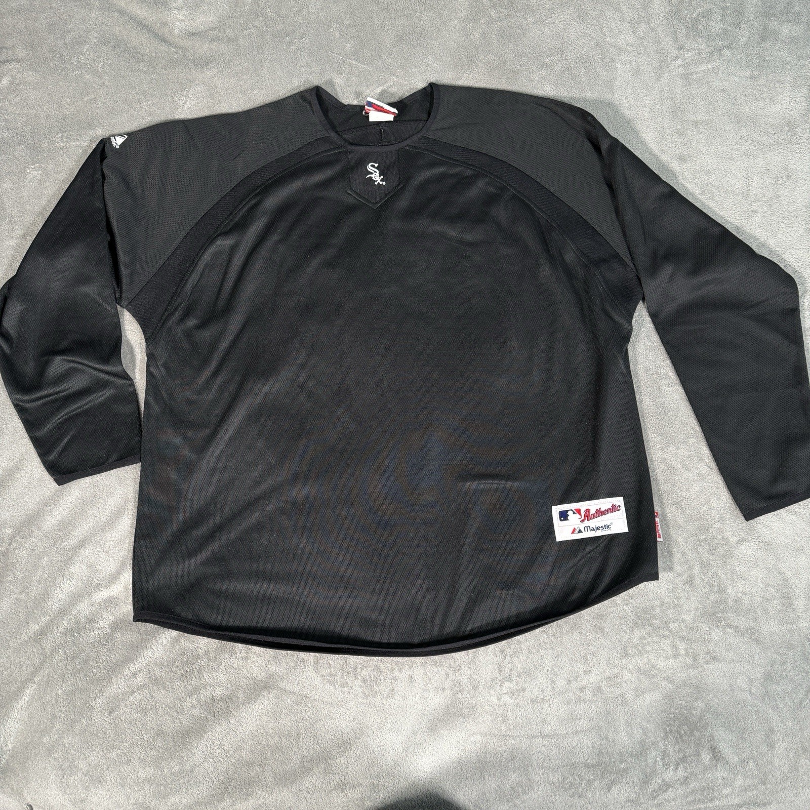 Majestic Chicago White Sox Pullover Fleece Black Mens XL/XXL Authentic MLB Base
