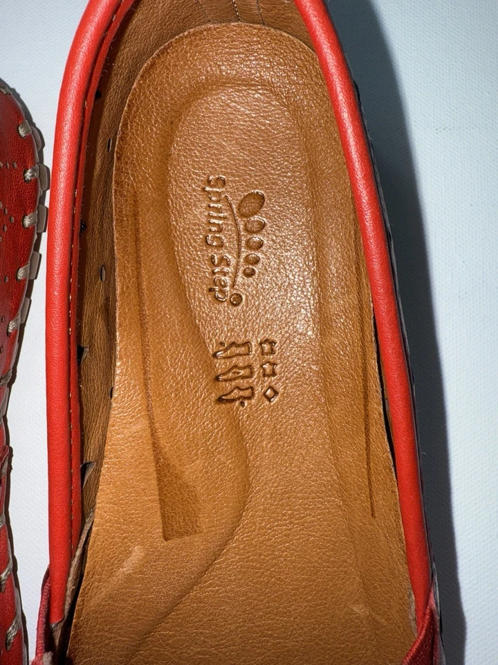 Spring Step Red Women's Leather Fusaro Loafer Eyelet Comfy Slip-On Shoe US 7.5 - Image 3 of 4