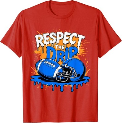 Football Respect Dripping Blue Paint Funny Game Day Unisex T-Shirt