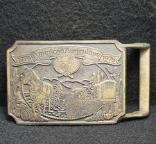 WG05129 GREAT VINTAGE 1975 1776-1976 AMERICAN AGRICULTURE FARMING BELT BUCKLE