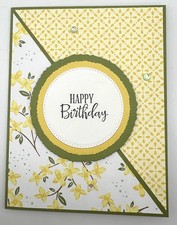 Stampin  Up Yellow Floral Sentiment Variety Card Kit-Set of 5, DSP, Shiny Dots