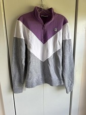 FILA Womens Purple Gray Colorblock Stretchy Quarter-Zip Sweatshirt- Medium
