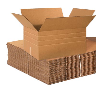 Multi-Depth 24'' x 18'' x 12'' Single Wall Cardboard Boxes (10-Pack) | Large Cor...