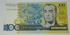 BRAZIL 100 CEM CRUZADOS 1987 BANK NOTE UNC