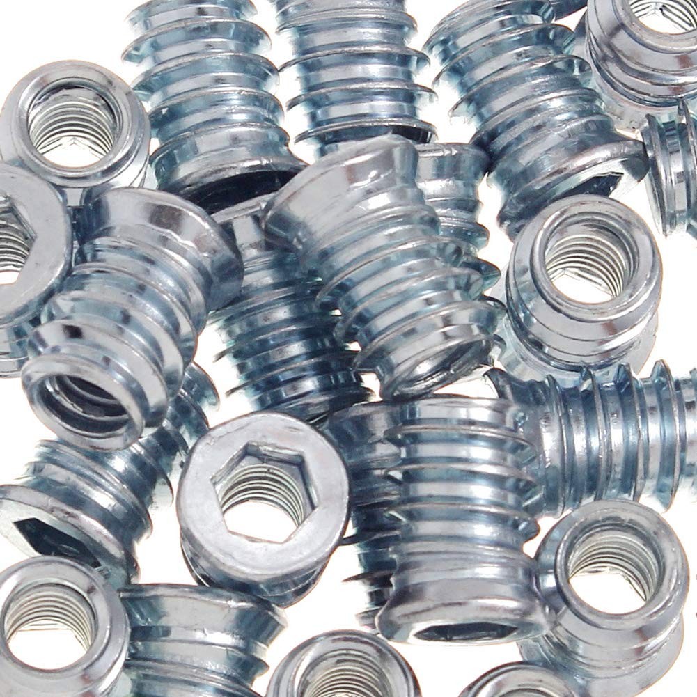 1/4-20 Hex Drive Threaded Inserts for Wood - 40 Pieces
