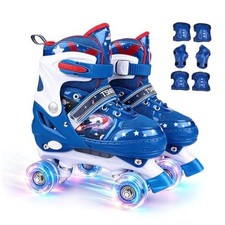 Roller Skates for Kids Ages 4-12 4 Sizes Medium-Big Kid 3-6 US B-Rocket-Blue