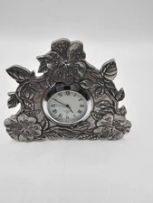 Lenox Clock with Kirk Stieff Pewter Floral Frame