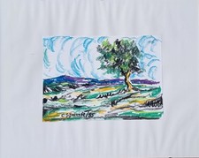 Carlo Sismonda ( Racconigi CN  1929 - Cuneo  2011 ) Grande albero solitario '85.