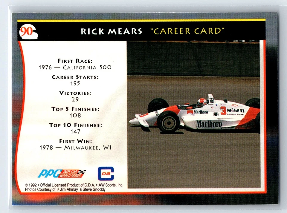 1992 All World Indy Rick Mears Penske Racing #90 - Image 2 of 2