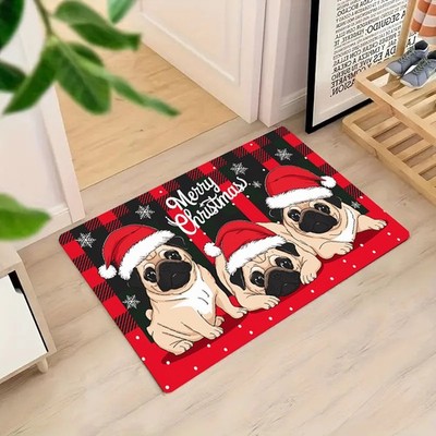Design Featuring Three Small Dogs Wearing Christmas Hats - Adorned for Various