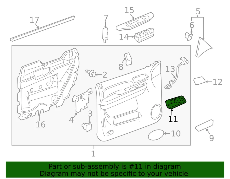 Manija de puerta interior delantera derecha GM 2007-2014 ORIGINAL, PIEZA OEM NUEVA, P/N 15935955 Foto 3 de 4