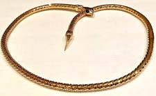 D. L. AULD Vintage Gold Mesh SERPENT Snake Necklace / Belt Blue Jeweled Eyes