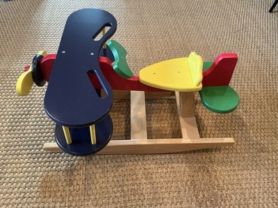  P.J. TOYS NYC  WOODEN AIRPLANE CHILD S ROCKER-NEW-HEAVY-QUALITY TOY